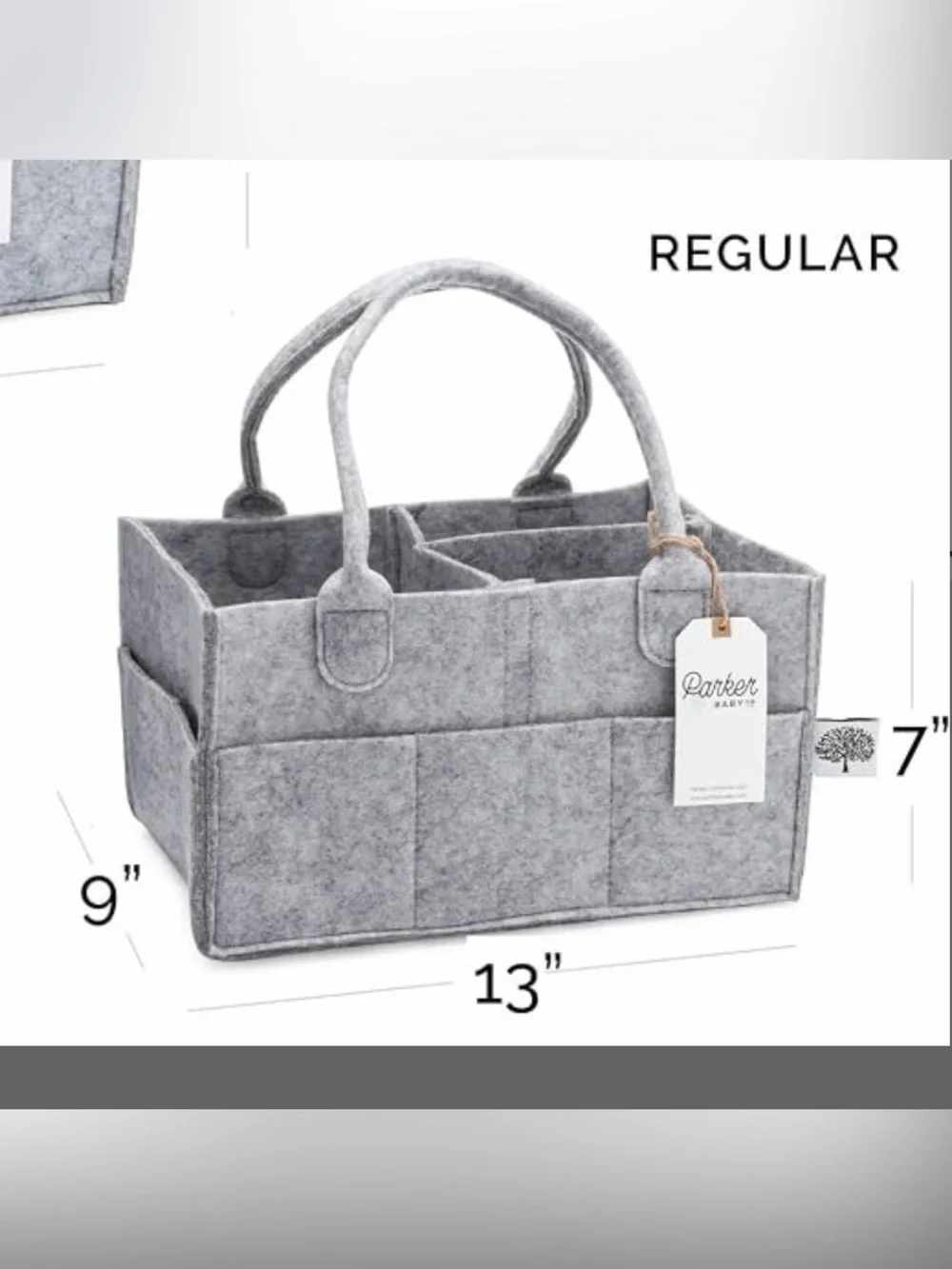 Gray Felt Baby Organizer Caddy Kids Accessories Bag